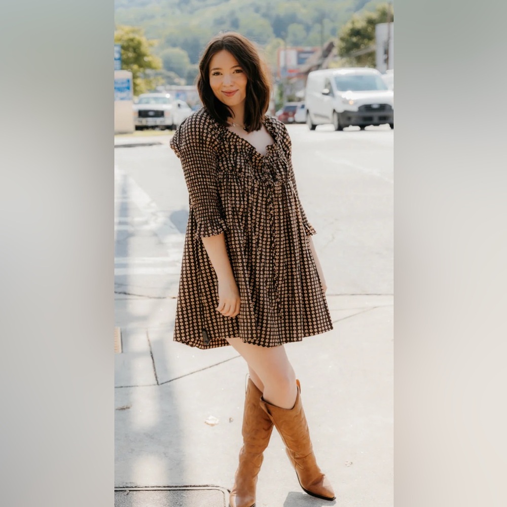 FREE PEOPLE - FP Star Dip Baby Doll Boho Mini Dress Women’s Size Medium (NWT)